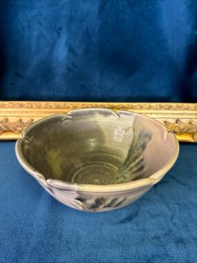 Aria Finch Studio Pottery Drip Glaze Bowl 7.5” Roswell, NM Greens Blues Browns